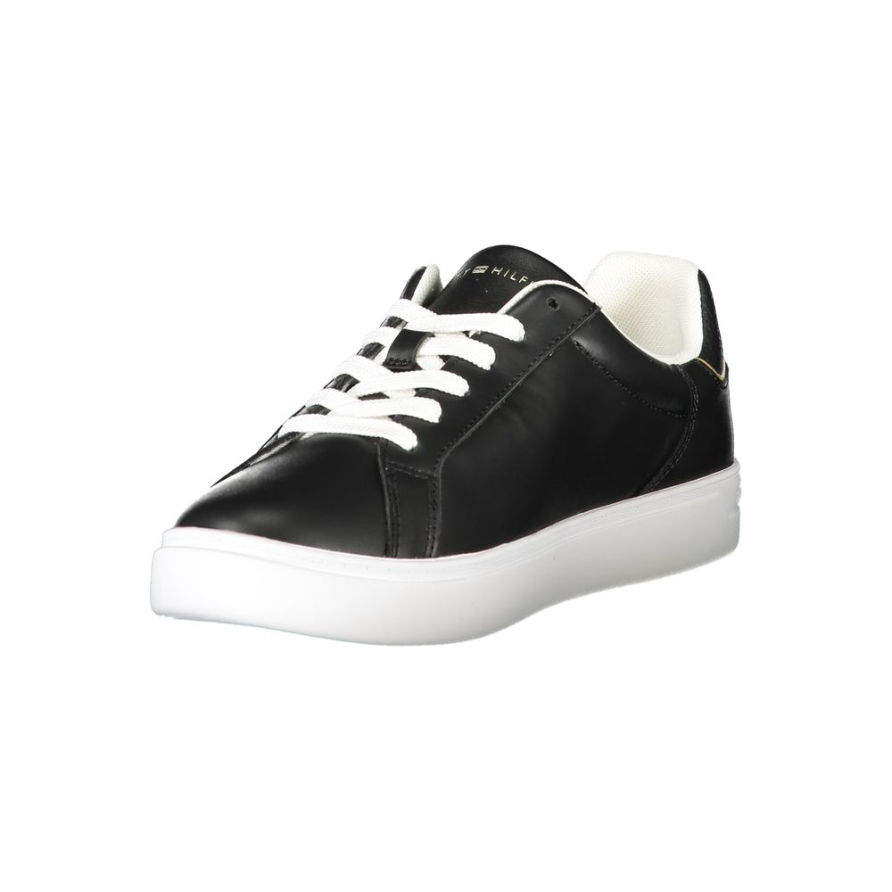 Tommy Hilfiger Black Leather Women Sneakers