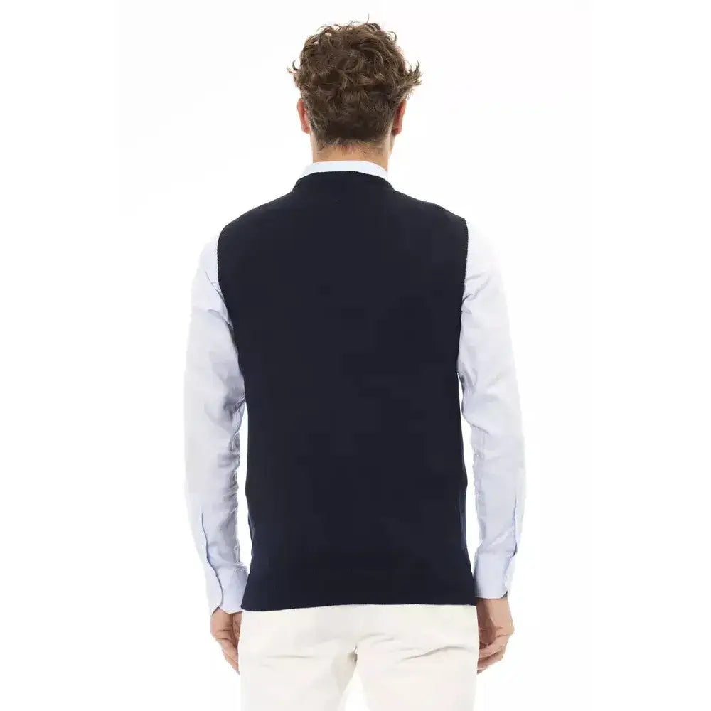 Alpha Studio Blue Viscose Men Jacket