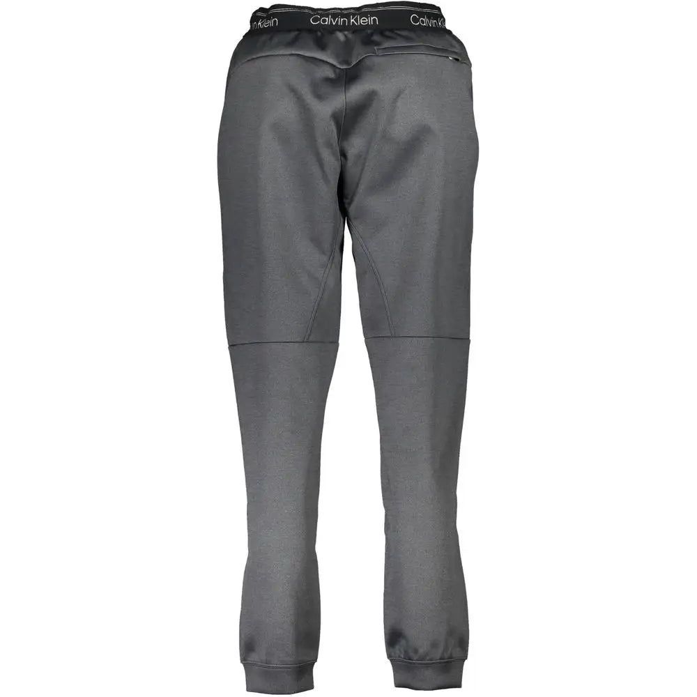 Mørkegrå Calvin Klein joggers med sort elastik og hvidt logo, Calvin Klein black polyester pant