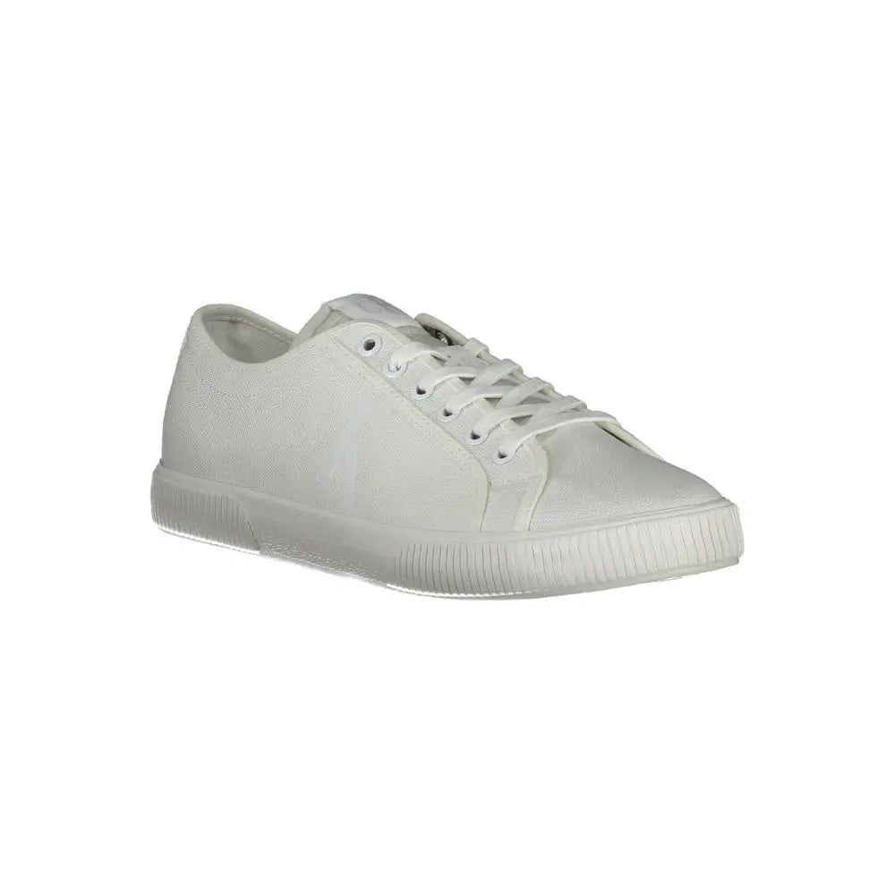 Calvin Klein hvide sneakers med polyester, lav skaft og ribbet gummisål