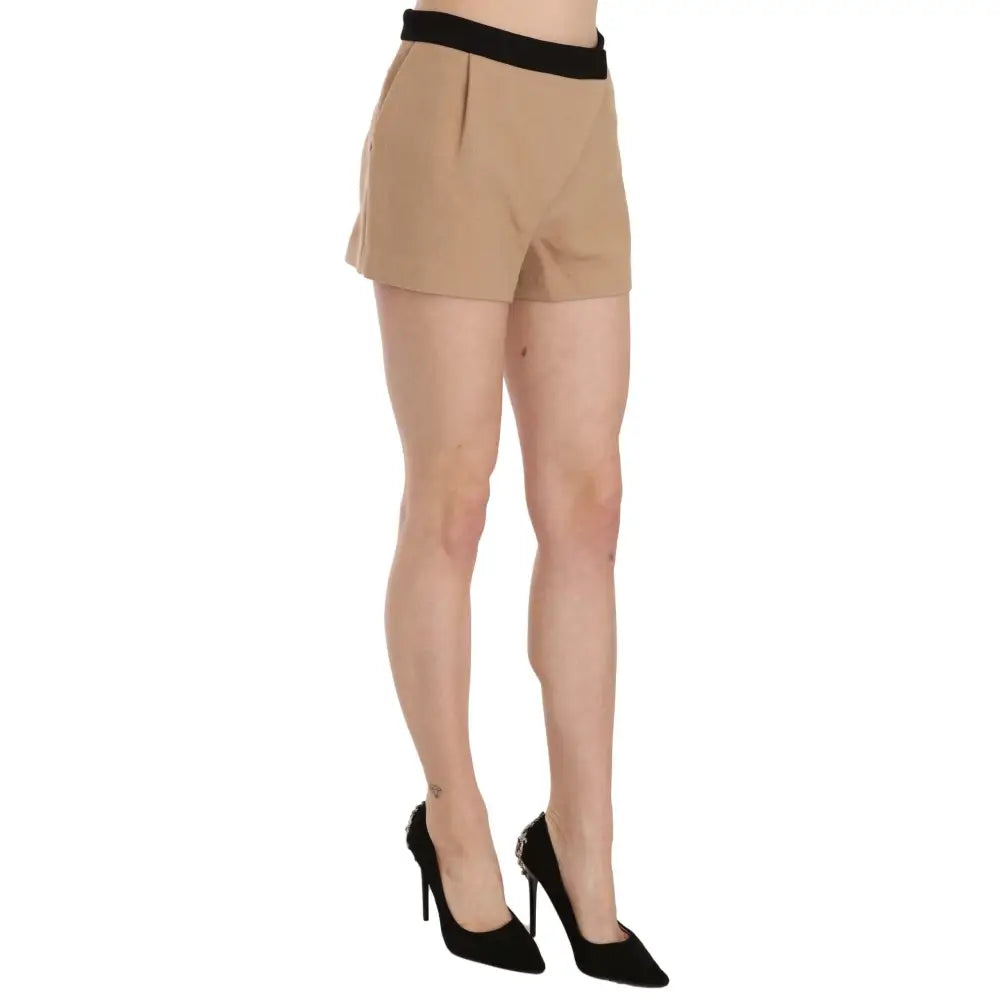 Costume National Chic Beige Mid Waist Mini Shorts