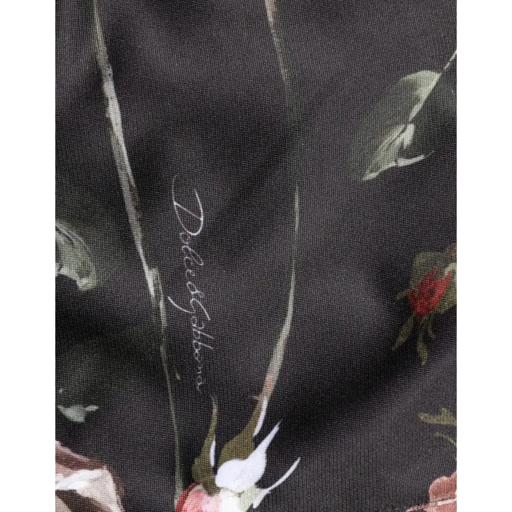 Dolce & Gabbana Black Floral Straight-Leg Chino Trouser Pants - Bukser