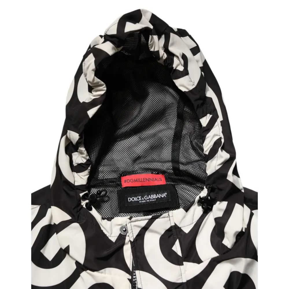 Dolce & Gabbana gabbana black white hooded jakke med black white logo print