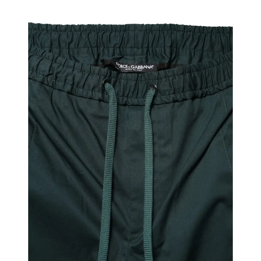 Mørkegrønne elastikbælte bukser med Dolce & Gabbana-mærke i grøn bomuld skinny jogger-stil