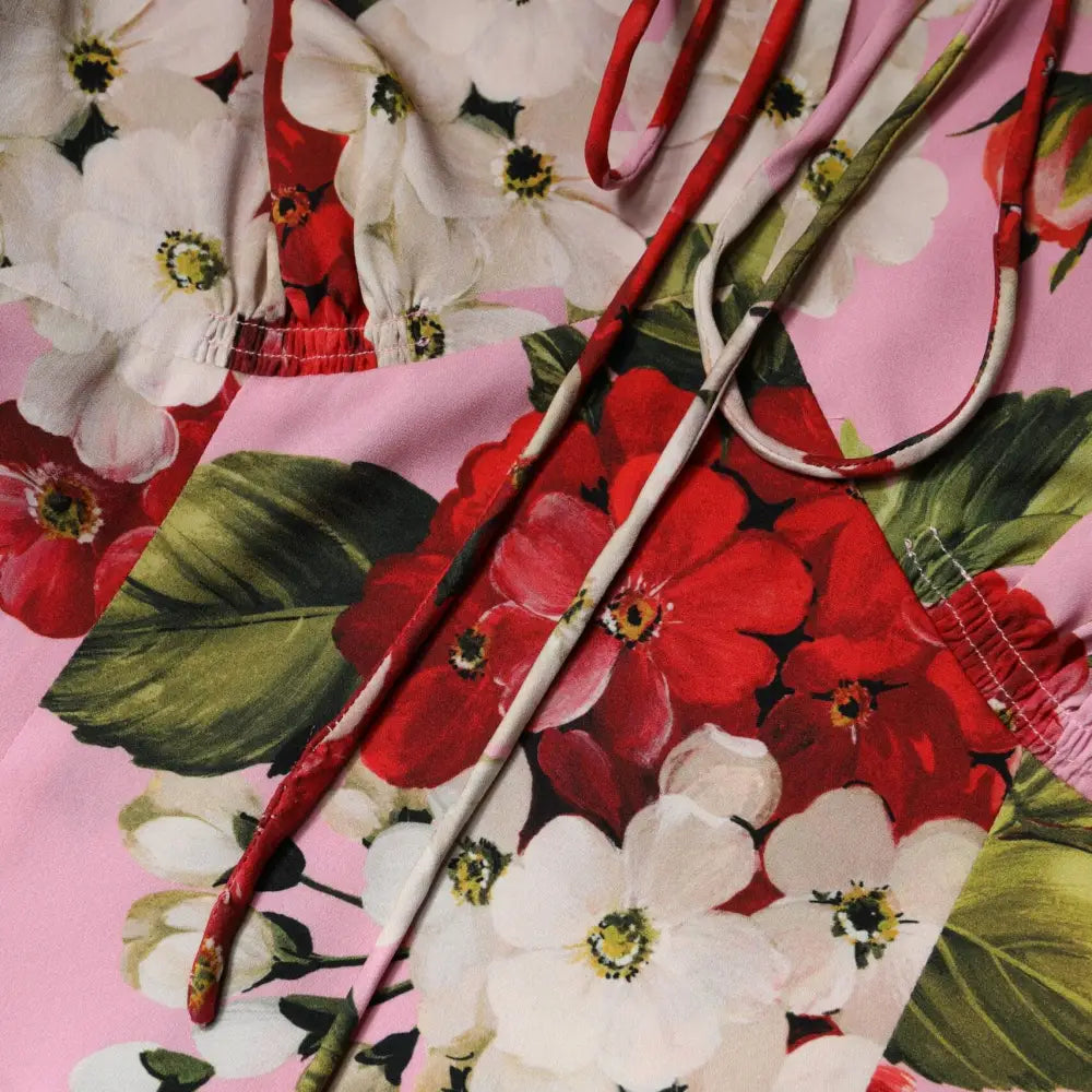 Dolce & Gabbana Pink Floral Silk Short Sleeves Blouse Top