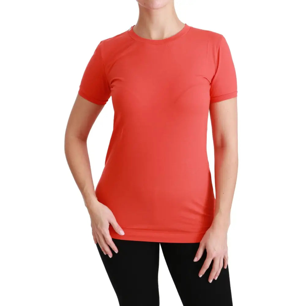 Dolce & Gabbana Red Crewneck Short Sleeve T-shirt Cotton Top