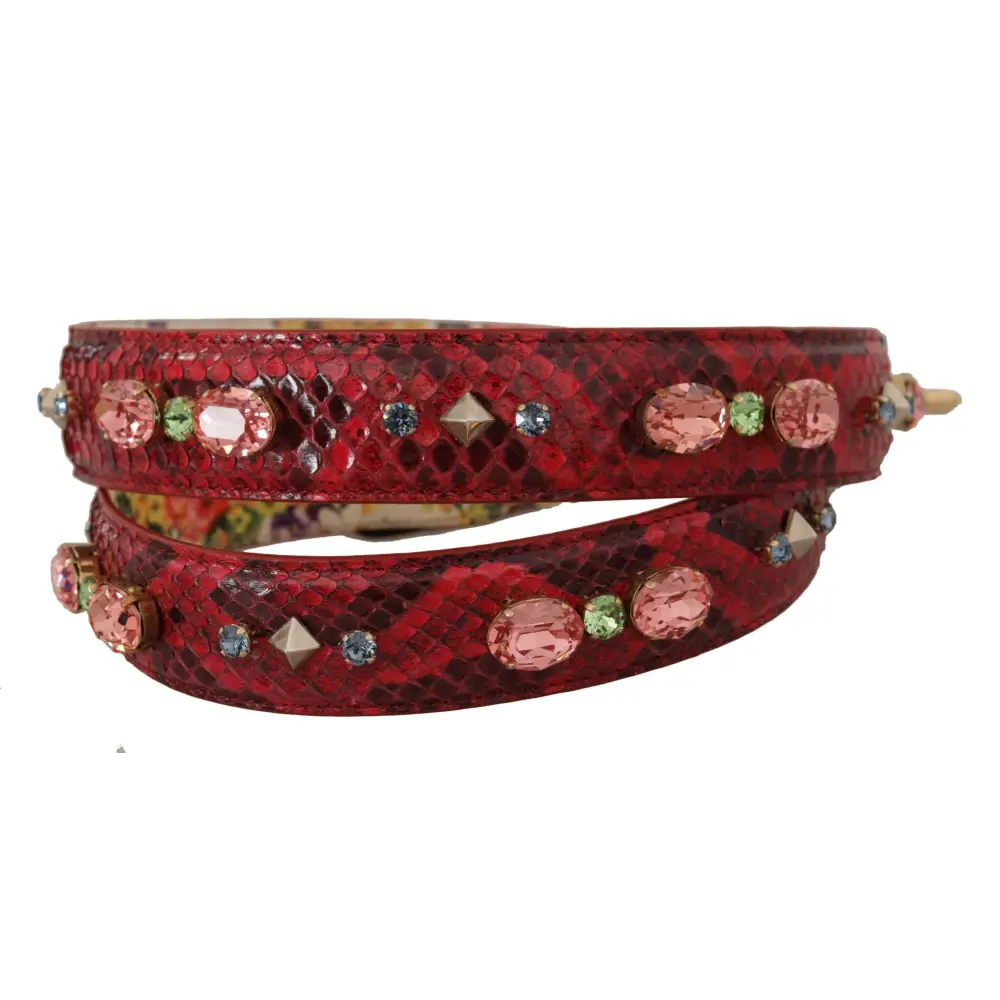 Dolce & Gabbana Rød Exotic Læder Krystals Reversible Skulder Strap