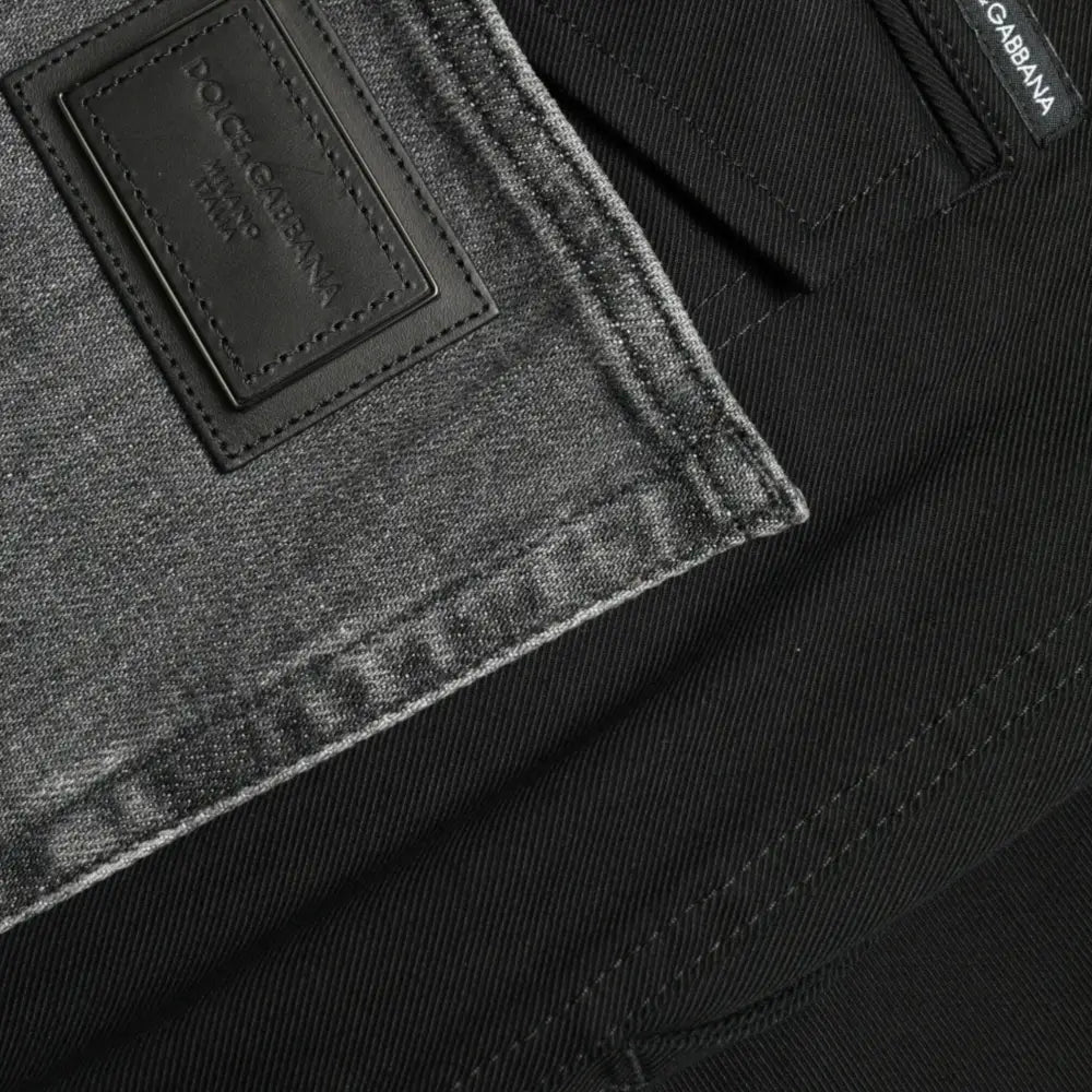 Dolce & Gabbana Sort Grå slim Bomuld Denim Jeans