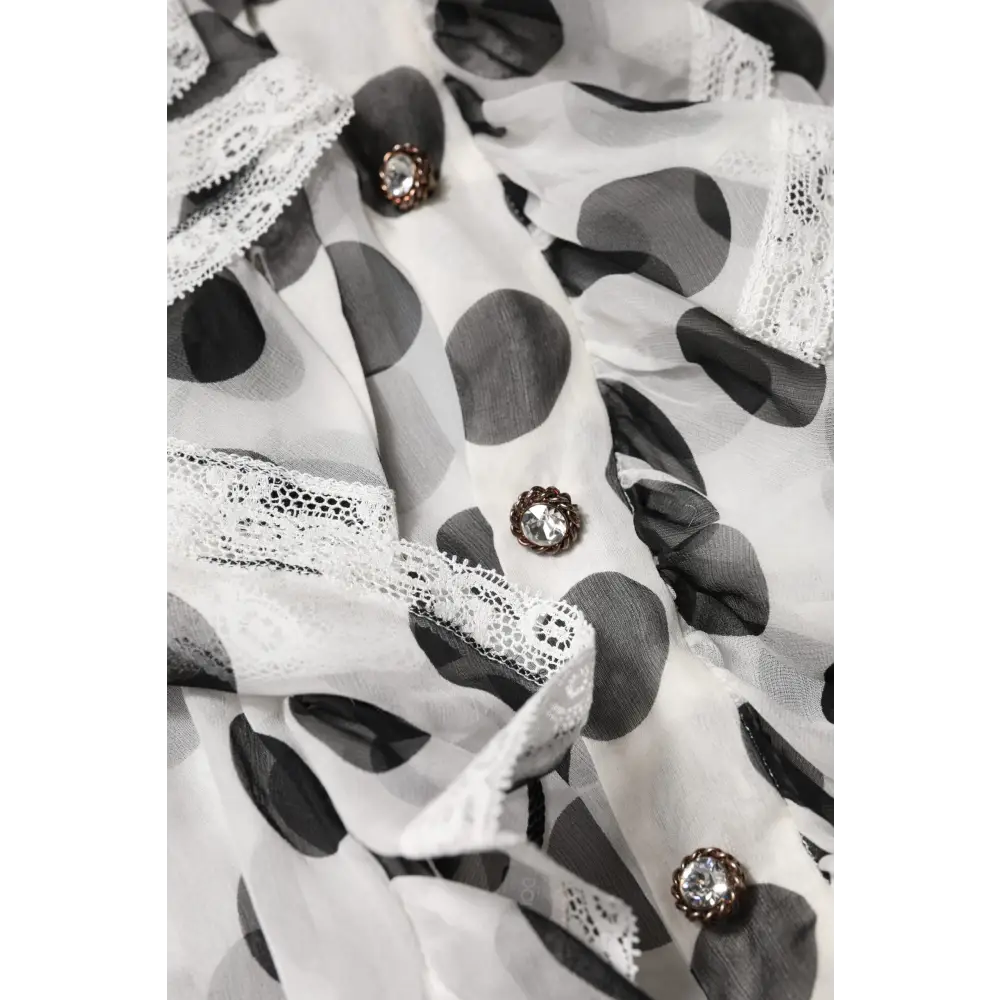 Dolce & Gabbana White Black Polka Dot Cotton Sleeveless Top - Skjorte