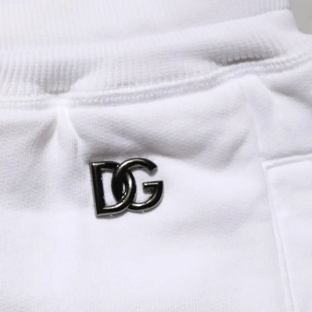 Dolce & Gabbana White Cotton Ripped Bermuda Sweatpants Shorts