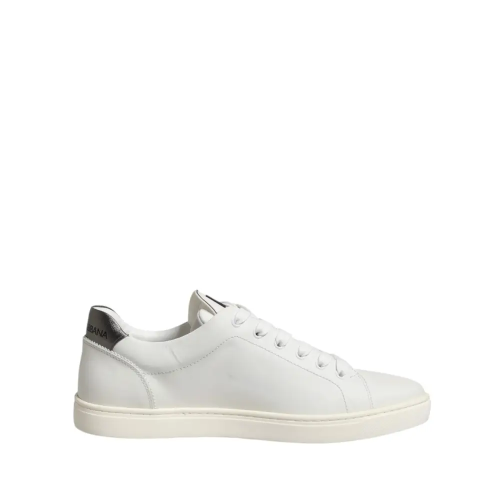 Dolce & Gabbana hvide lædersko med helligt hjerte, outlet mærkevarer 100% originale brands