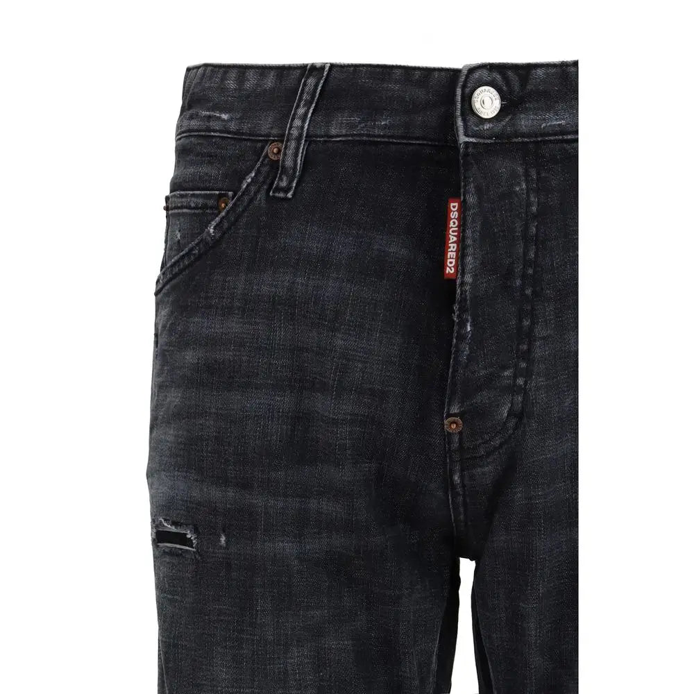 Sorte Dsquared2 jeans i sort farve med rips, 100% originale outlet mærkevarer