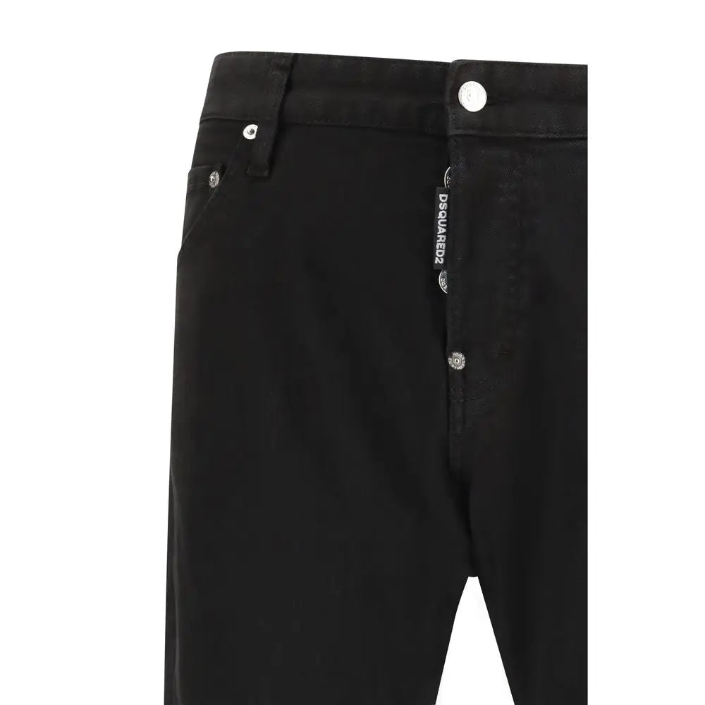 Dsquared² sorte bomulds slim fit jeans i sort med lige snit og sølv hardware
