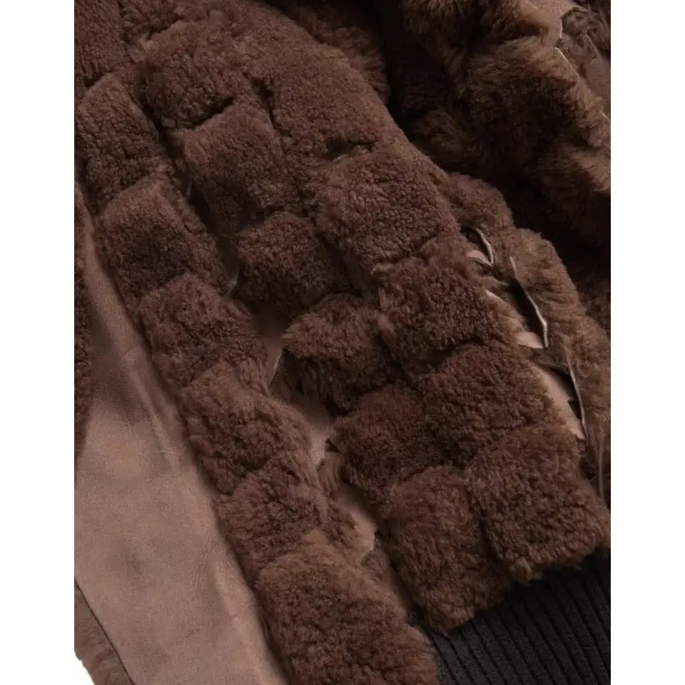 Bottega Veneta brown fur lamb shearling coat, plush med veneta brown pels