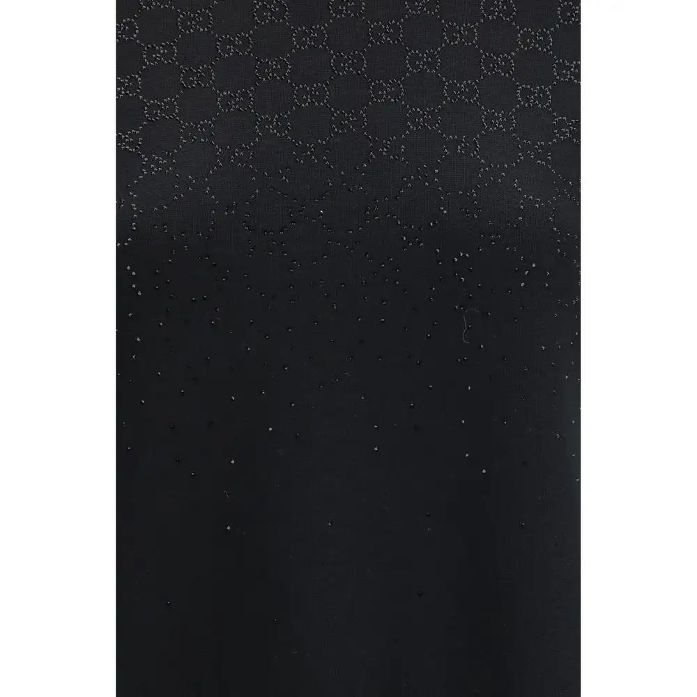 Gucci sort kjole i uld med sort stof, GG-mønster og sølv glitter