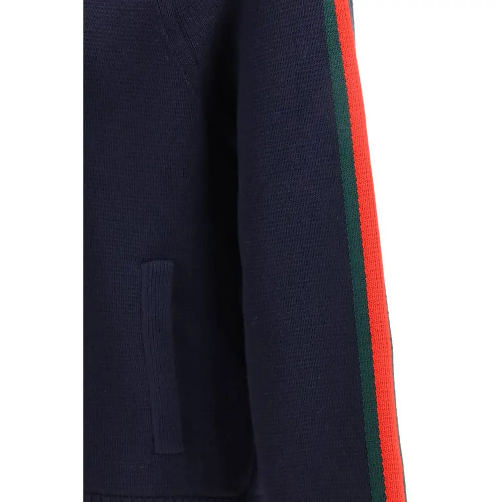 Gucci blå uldtøj: marineblå strikket trøje med rød og grøn stribe