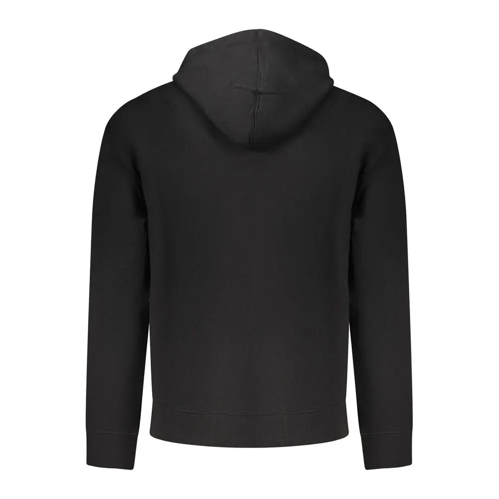 Guess jeans black cotton herresweatshirt i sort design med ribbede manchetter