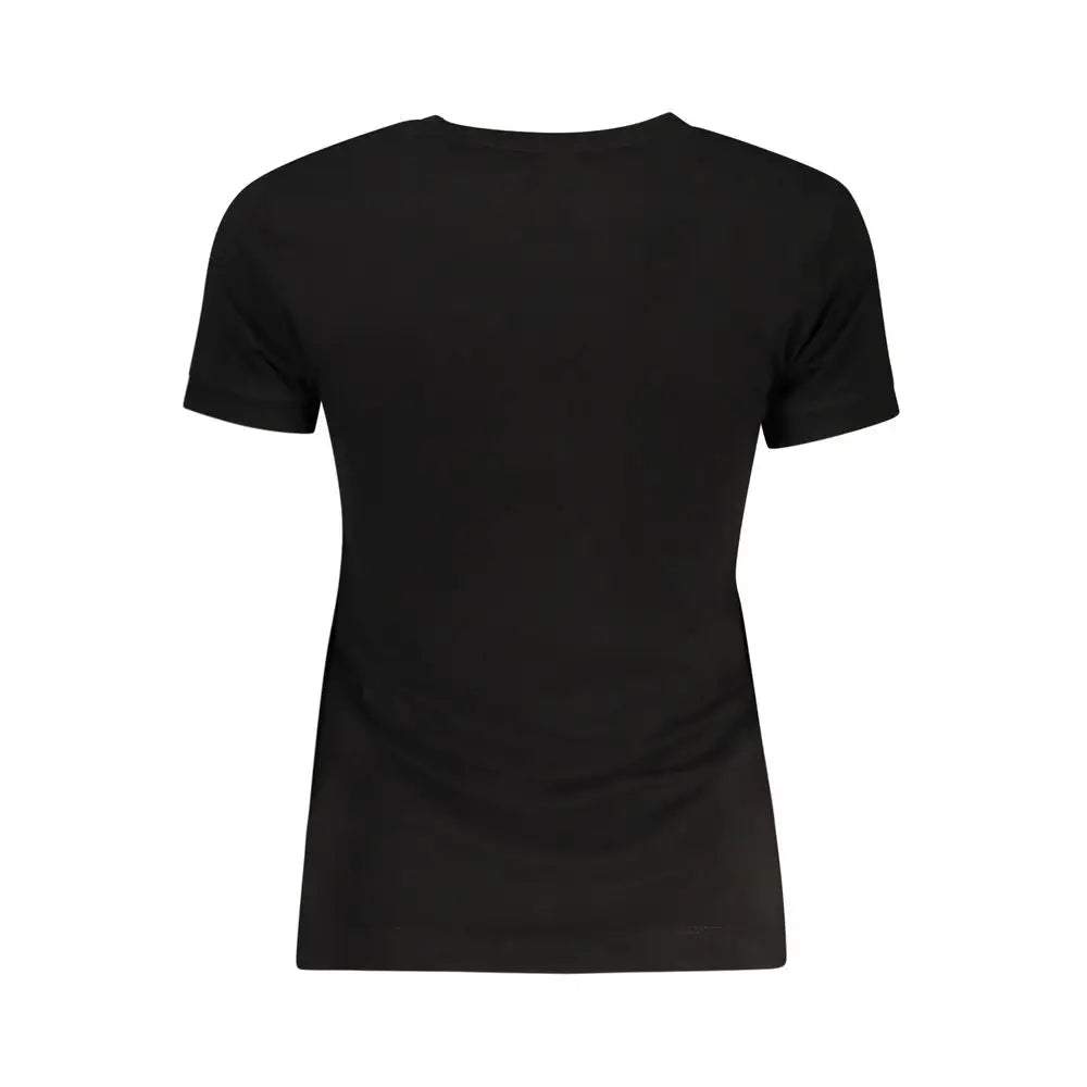 Guess jeans black organisk bomuld kvinders t-shirt med kortærmet crew neck design