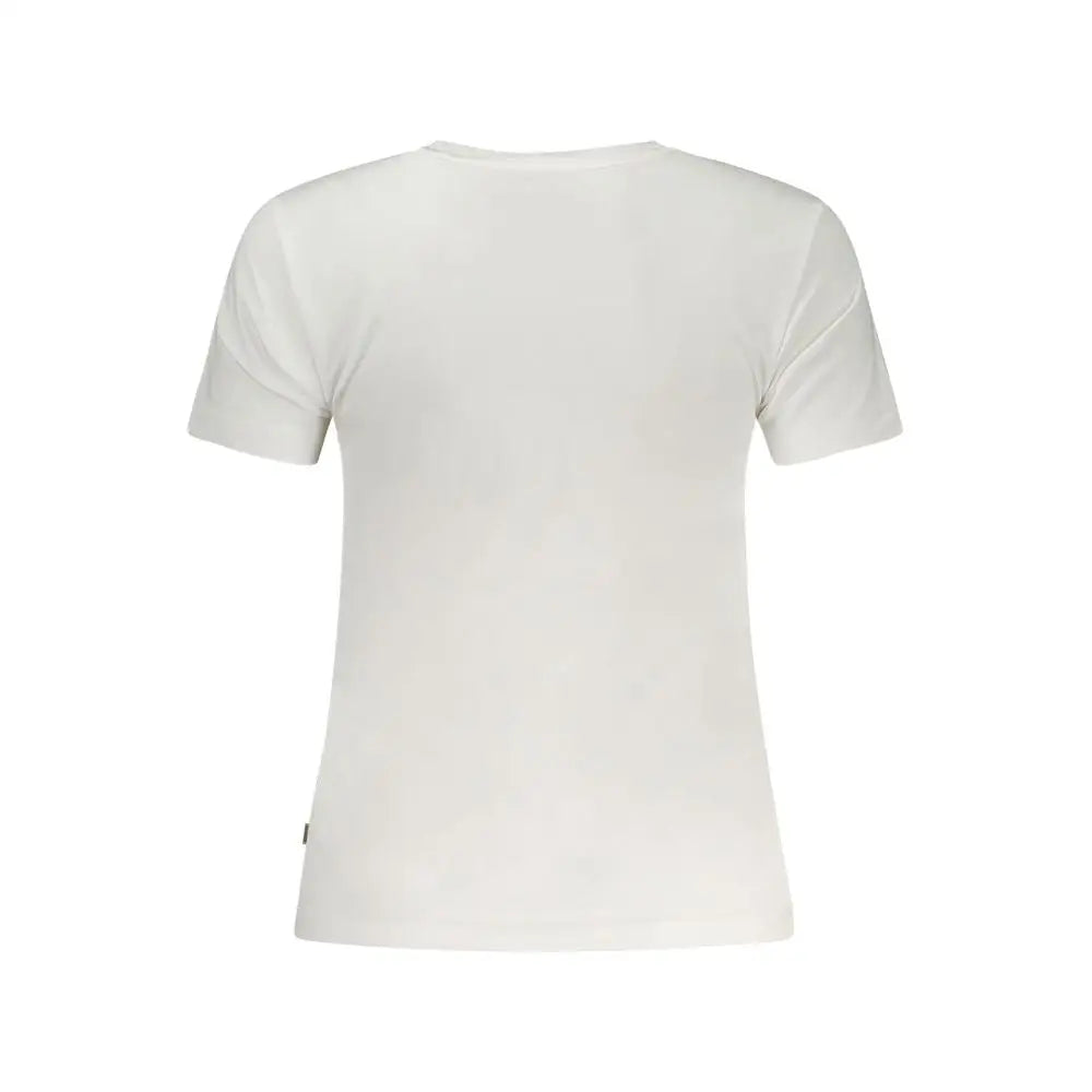 Guess jeans white organic bomuld kvindet-shirt med rund hals og korte ærmer