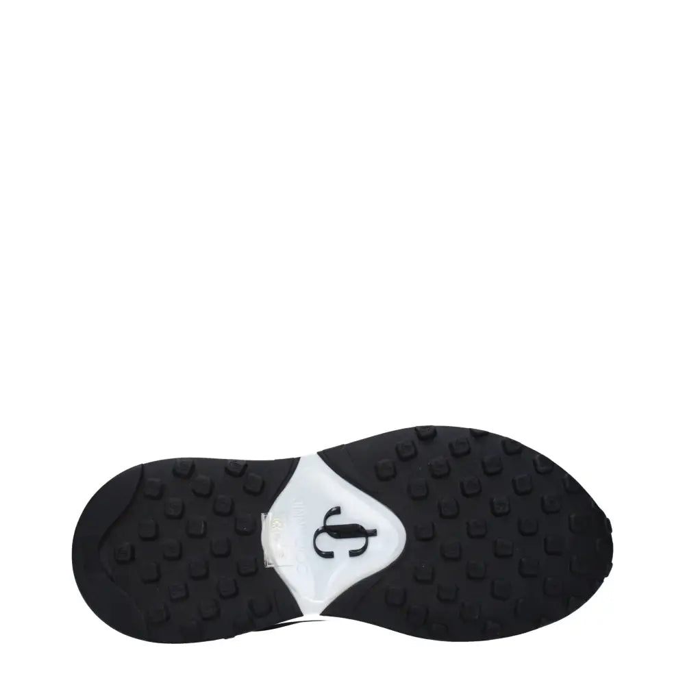 Jimmy choo black fabric sneakers med sort-hvid gummisål og blank logo
