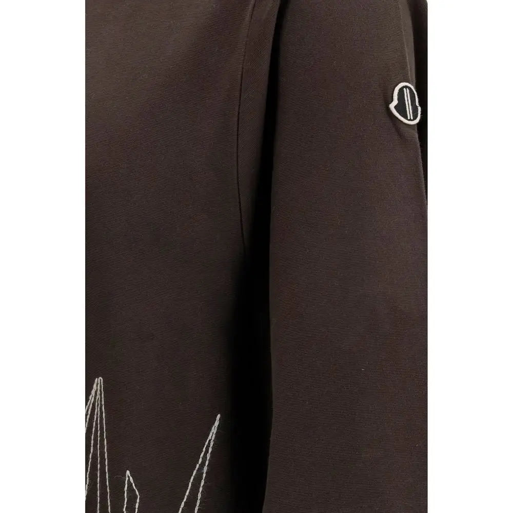 Moncler x Rick Owens brun bomuldst-shirt med mørkebrun Moncler-logo