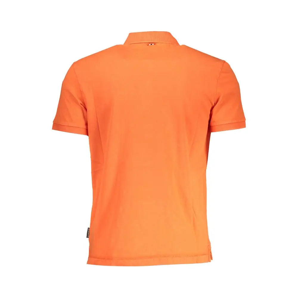 Napapijri Rosso cotton herre polo i lys orange med klassisk krave og ribbede manchetter