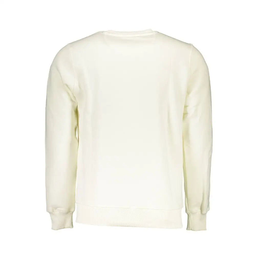 North Sails Bianco cotton men sweatshirt in cream with long sleeves and ribbed details