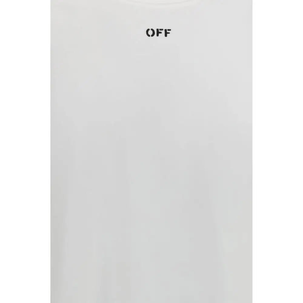 Hvid bomulds sportswear t-shirt med minimalistisk sort off-logo