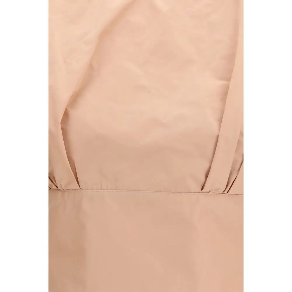 Multicolor polyester top i beige satin med glans og folder