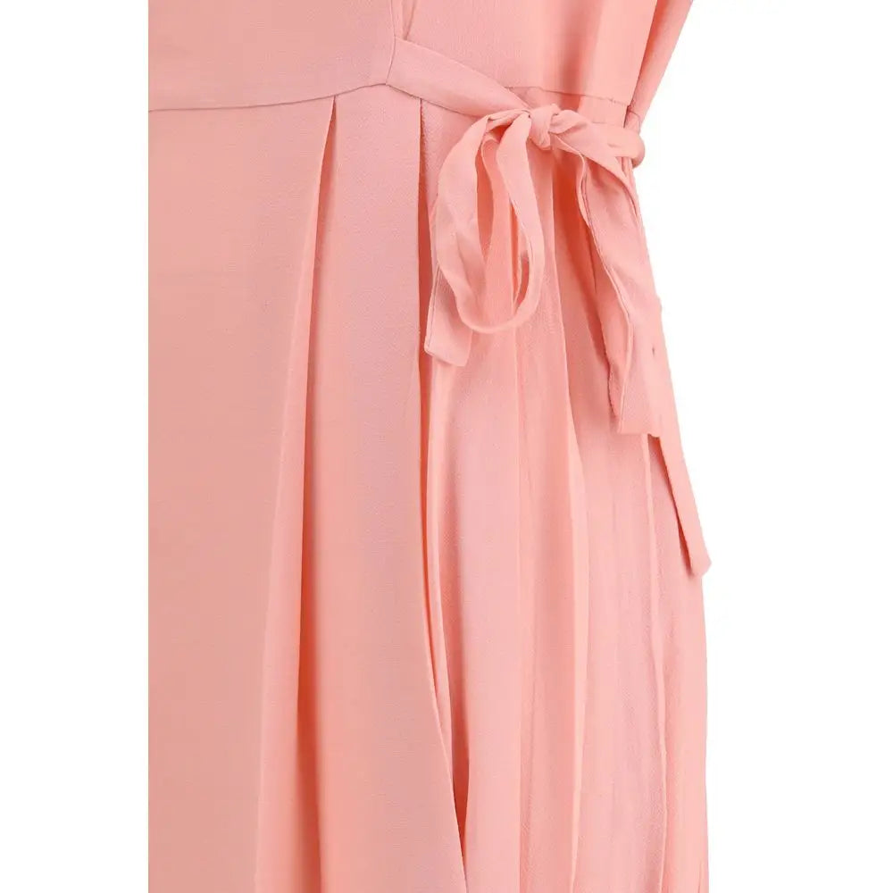 Prada multicolor viscose casual dress i blødt ferskenfarve med bow-bælte