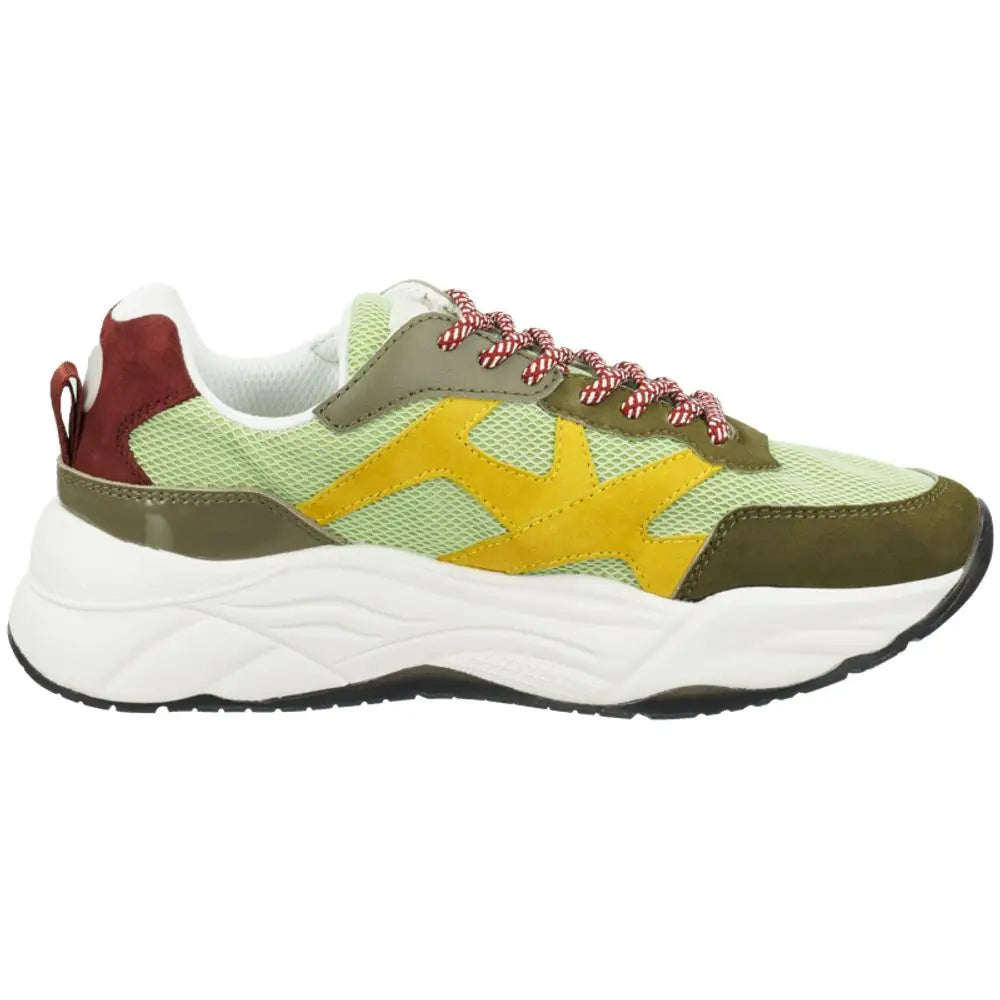 Scotch & Soda grønne goatskin chunky sneakers i levende limegrøn med stjernepanel