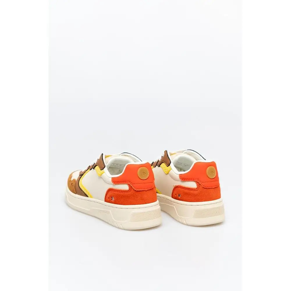 Lækre Scotch & Soda multicolor cowhide sneakers i orange og creme