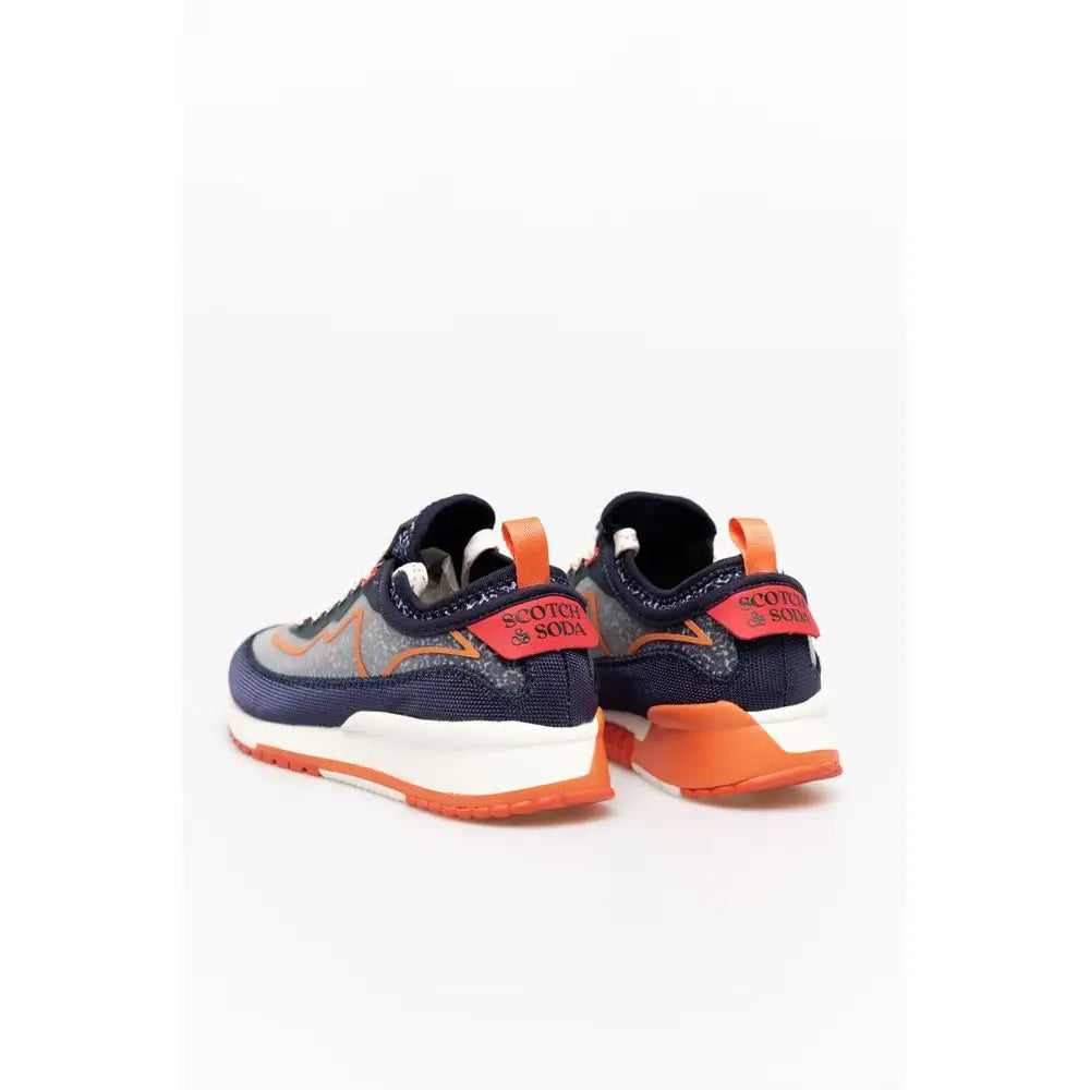 Navy blue nylon athletic sneakers from Scotch & Soda with orange accents