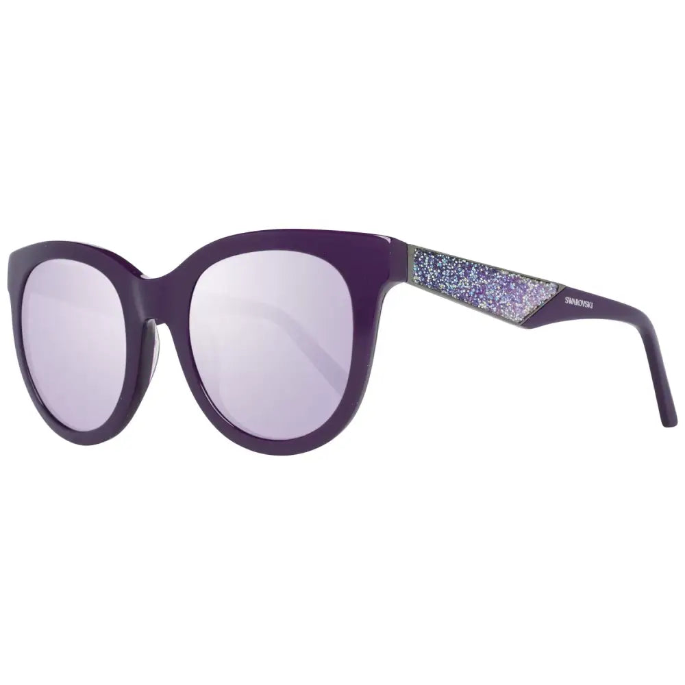 Lilla cat-eye Swarovski solbriller med glitter sølv og spejlede linser. Spar 30-70% på 100% originale brands
