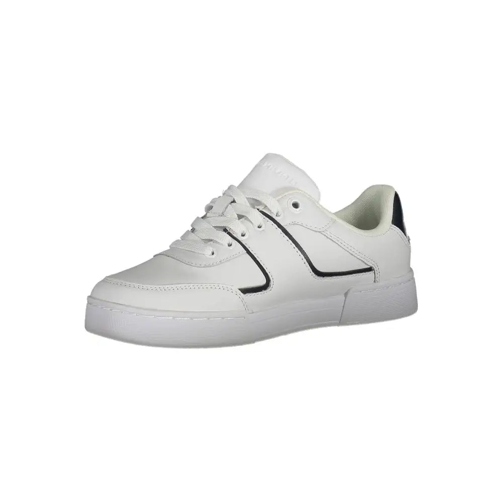 Tommy Hilfiger hvide polyester sneakers med sort syning