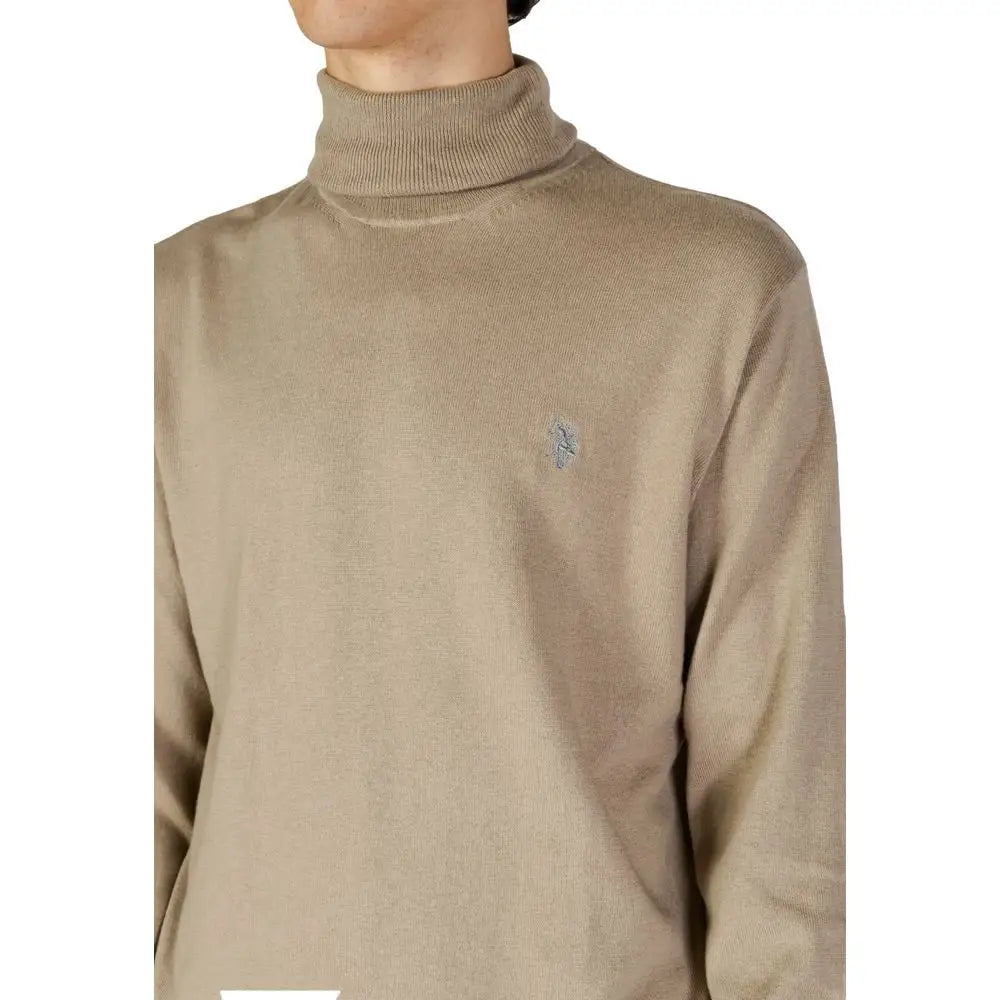 U.S. Polo Assn. beige bomuldsturtleneck sweater med logo