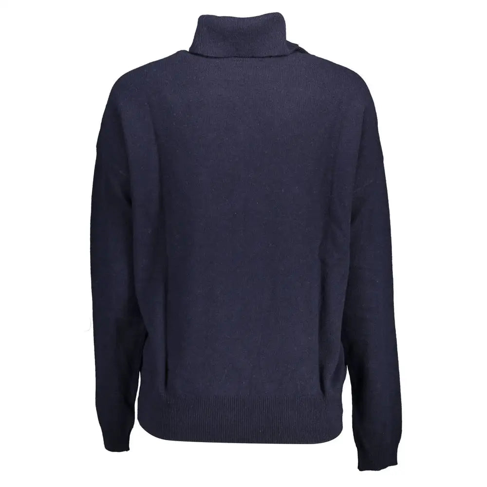 Polo Assn blå uld sweater i marineblå med ribkantet manchetter og kant
