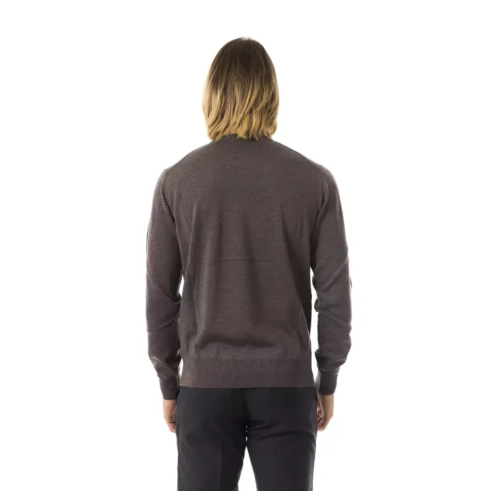 Uominitaliani gray merino wool long-sleeved knit sweater