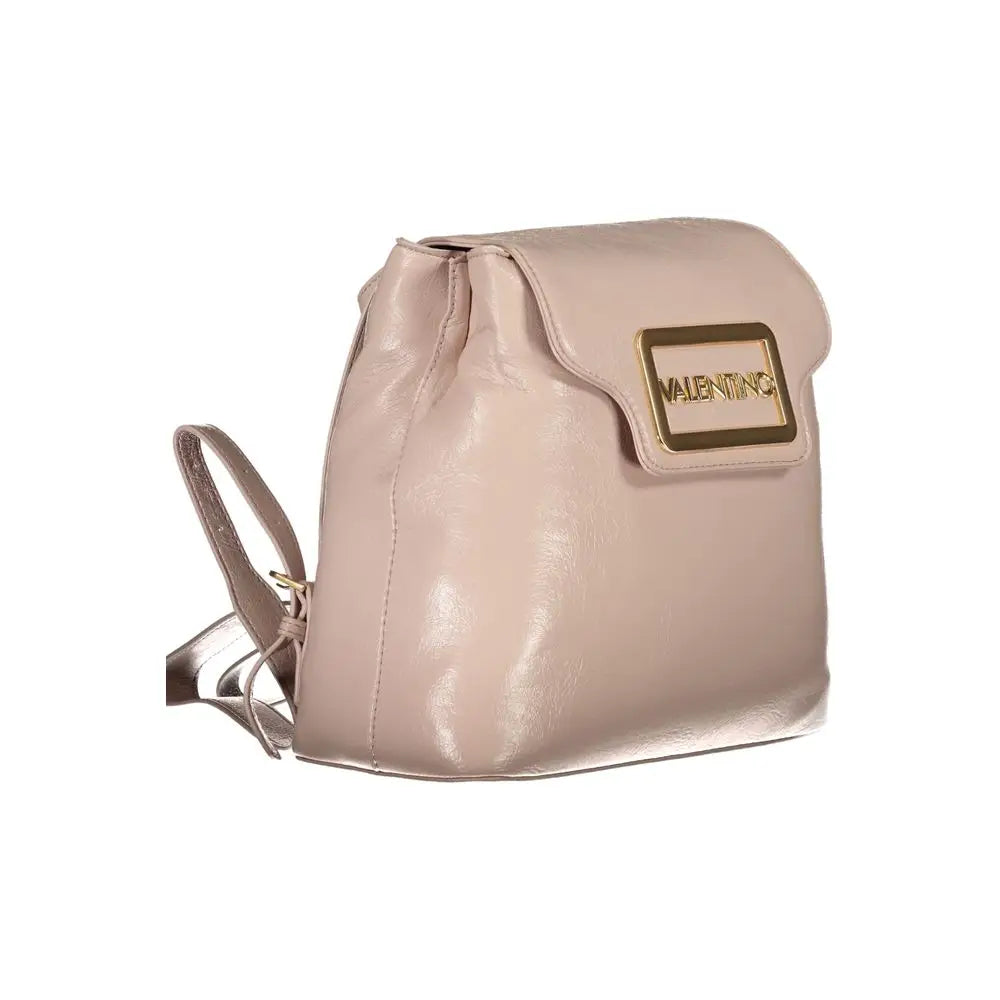 Sleek Valentino bags pink polyethylene backpack i blush læder med guld-logo
