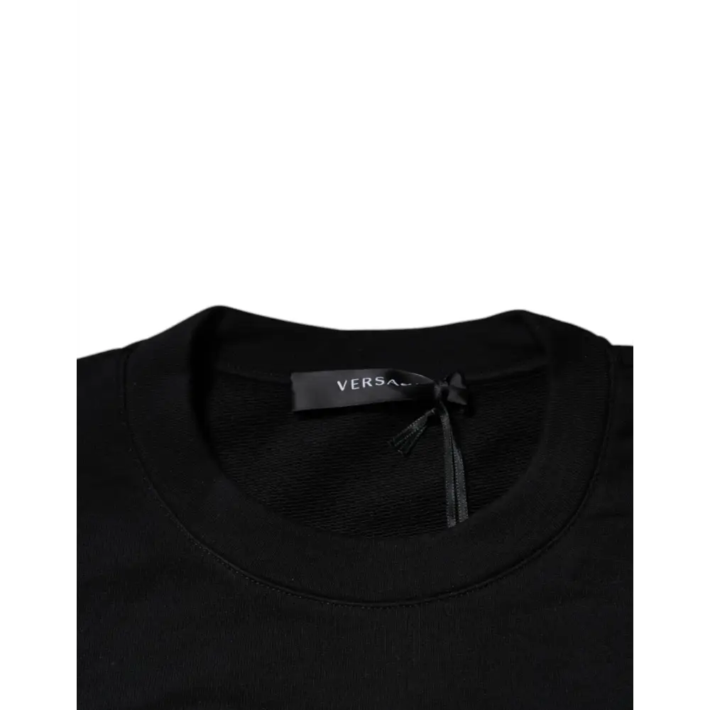 Versace Black Medusa Embroidery Crew Neck Pullover Sweater - Sweaters