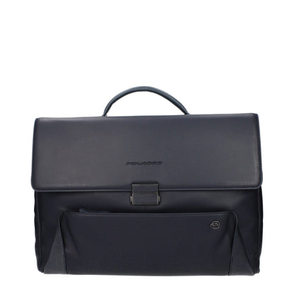 Piquadro Blue Leather Business And Laptop Bag