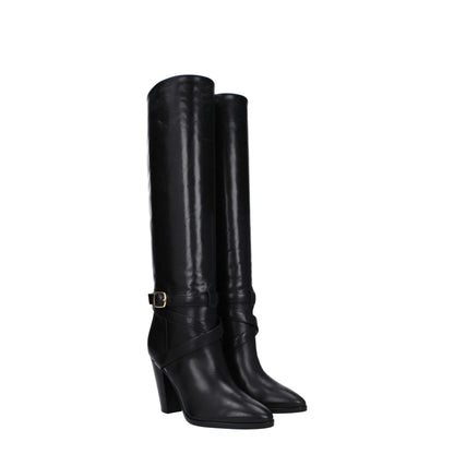Celine Black Leather High Heel Boots