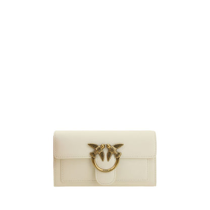 PINKO White Calf Leather Bos Taurus Shoulder Bag