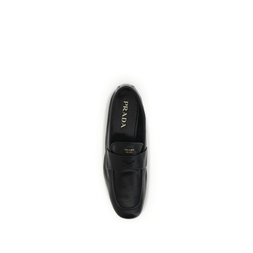 Prada Black Calf Leather Bos Taurus Slip-On Loafers