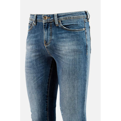 Gas Blue Cotton Straight-Leg Jeans