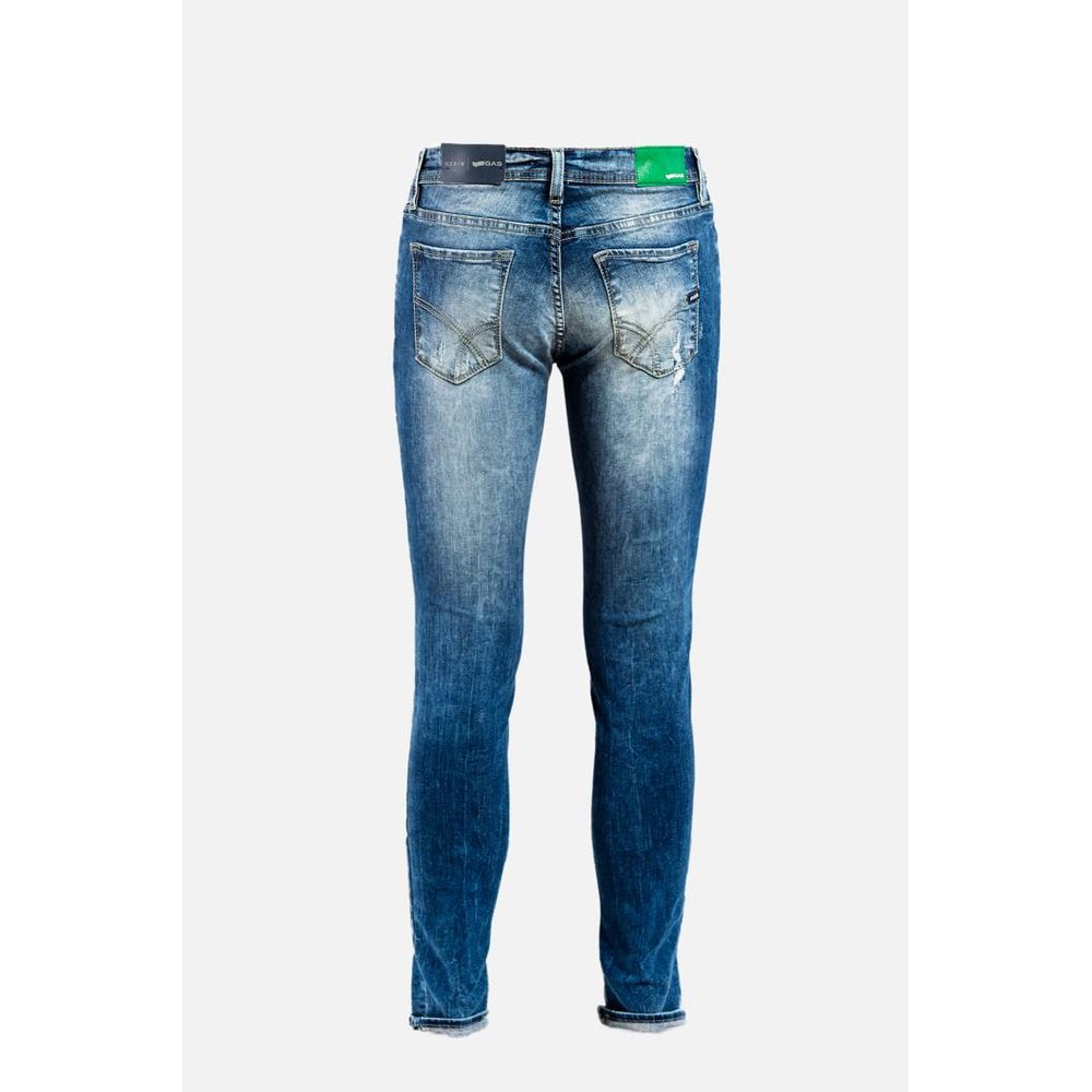 Gas Blue Cotton Relaxed Fit Jeans