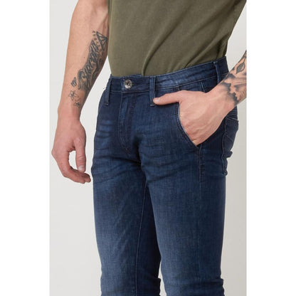 Gas Blue Cotton Slim Fit Jeans