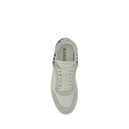 Burberry White Calf Leather Bos Taurus Low Top Sneakers