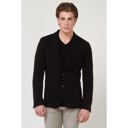 Gas Black Polyester Blazer
