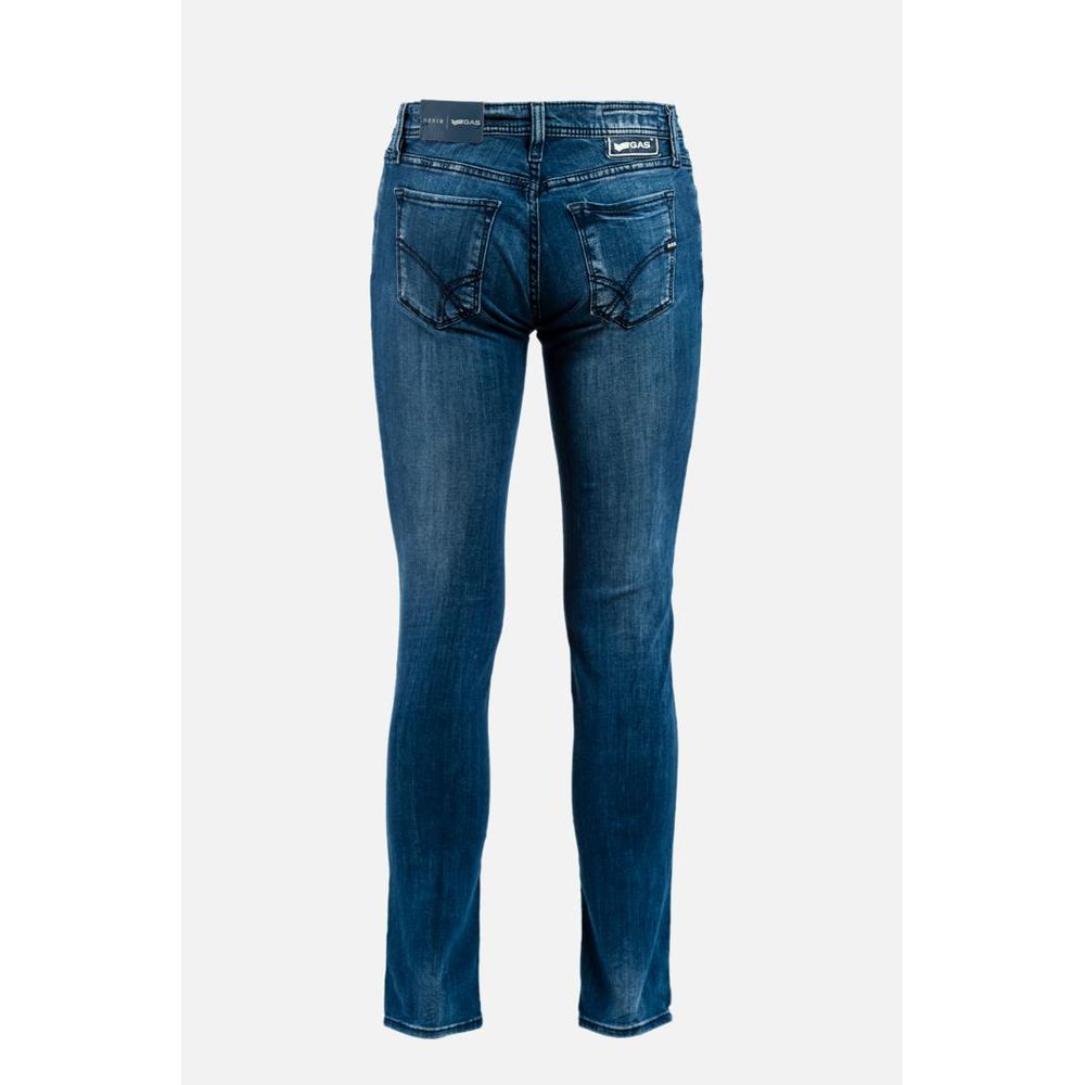 Gas Blue Cotton Slim Fit Jeans